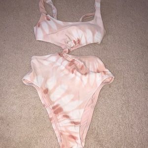 Arie pink and white tie die one piece swimsuit